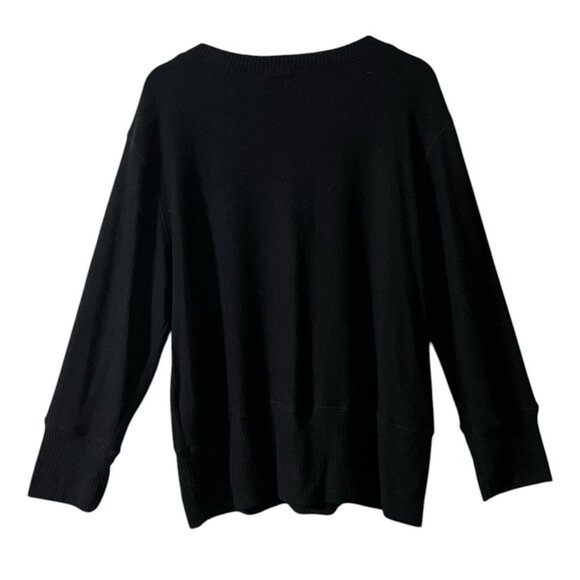 LNA Brushed Ross Pullover Top Plus Size 3X Black Notch V Neck Long Sleeve - Picture 3 of 7